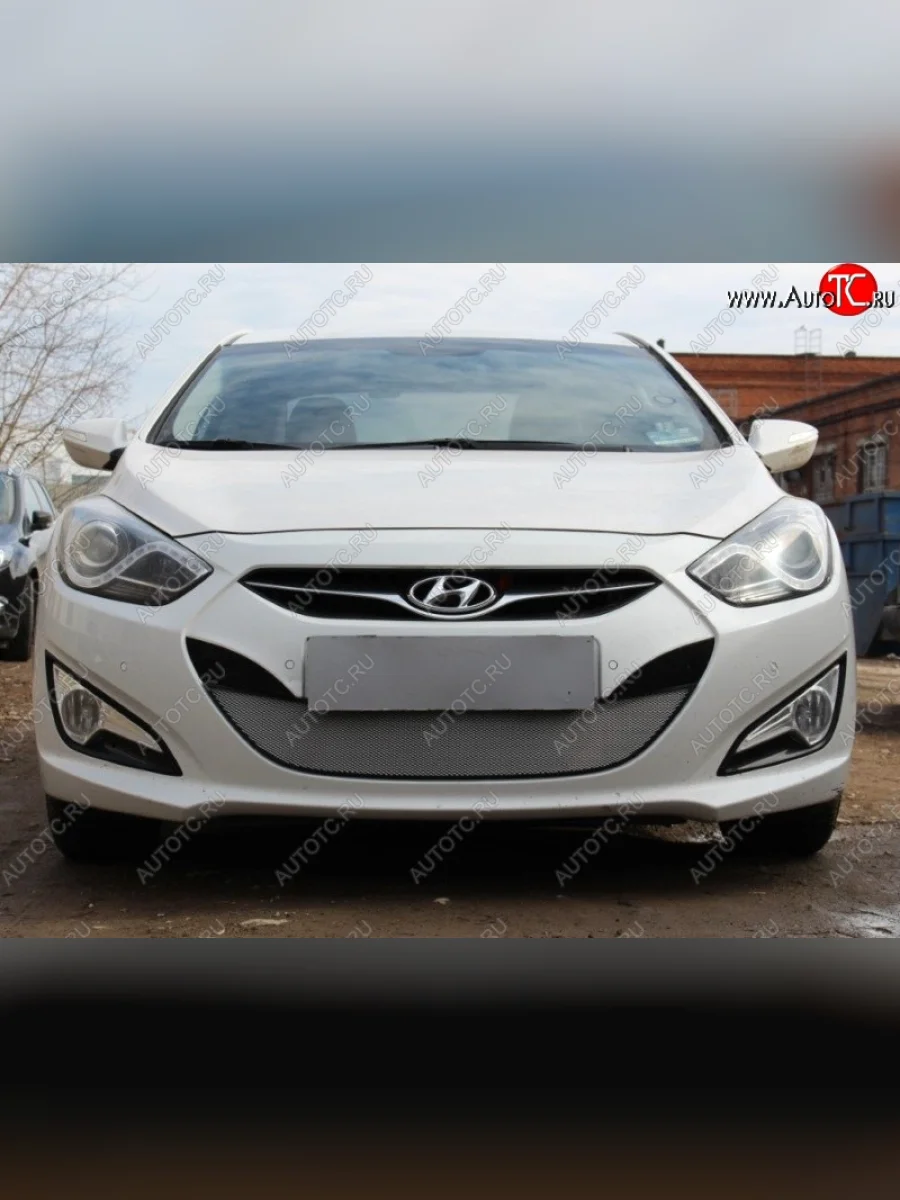 Защитная сетка на бампер Russtal (хром) Hyundai I40 1 VF дорестайлинг седан (2011-2015)  в Самаре Самарской области