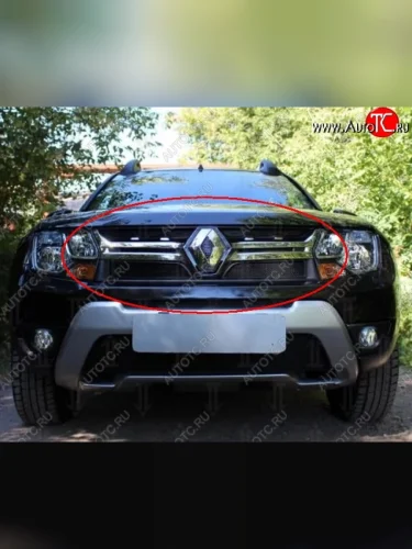Сетка в решетку радиатора Russtal (черная) Renault Duster HS рестайлинг (2015-2021)