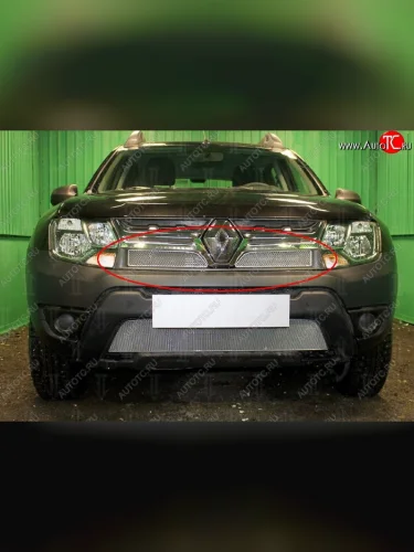 Сетка в решетку радиатора Russtal (хром) Renault Duster HS рестайлинг (2015-2021)