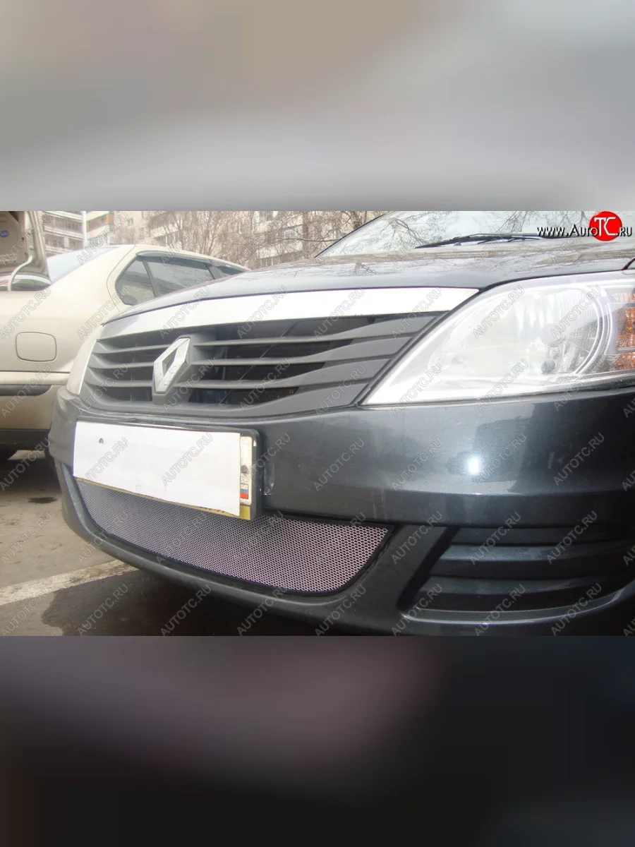 Защитная сетка на бампер Russtal (хром) Renault Logan 1 дорестайлинг (2004-2010)  в Керчи Республика Крым