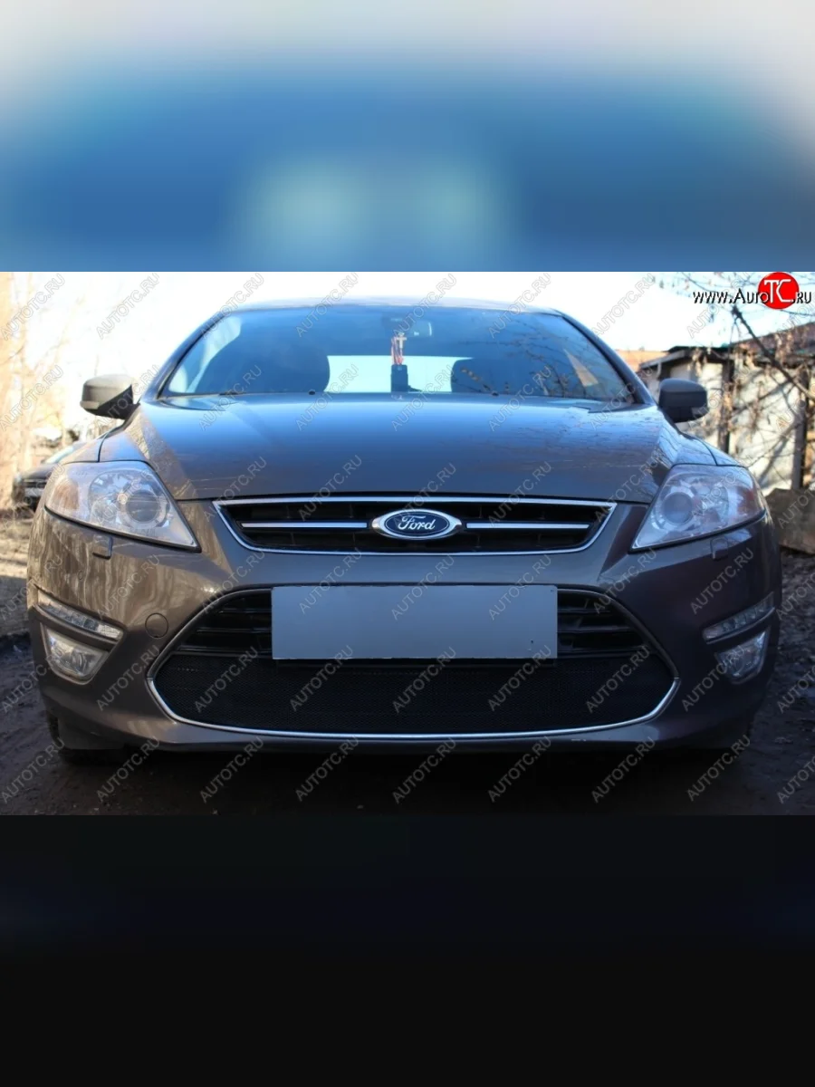 Защитная сетка на бампер Russtal (черная) Ford Mondeo Mk4,BD рестайлинг, седан (2010-2014)  в Перми Пермском крае