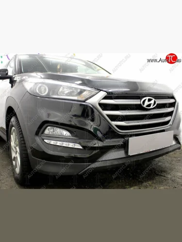 Защитная сетка на бампер Russtal (хром) Hyundai Tucson TL дорестайлинг (2015-2018)