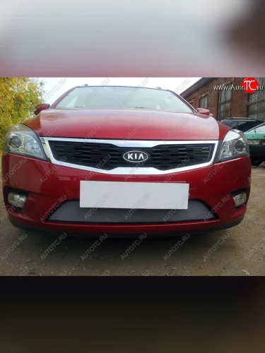 Защитная сетка на бампер Russtal (хром) KIA Ceed 1 ED рестайлинг, хэтчбэк 5 дв. (2010-2012)