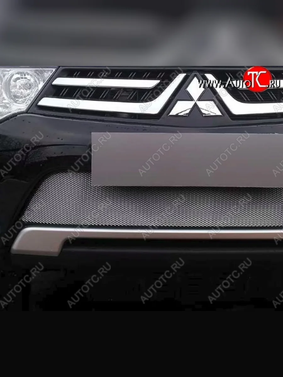 Защитная сетка на бампер (рестайлинг) Russtal (хром) Mitsubishi L200 5 KK,KL дорестайлинг (2015-2019)  в Керчи Республика Крым