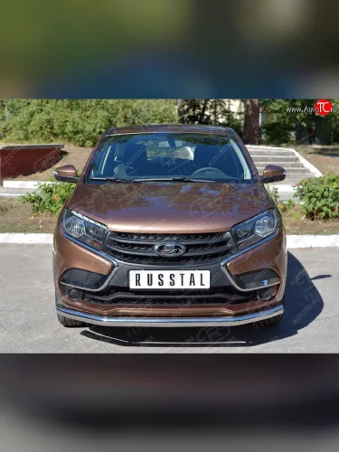 Защита переднего бампера (Ø63 мм, нержавейка) SLITKOFF Лада ВАЗ XRAY (2016-2022)