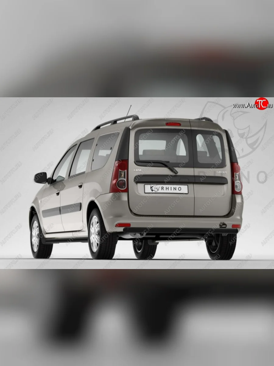 Защита заднего бампера (Ø63 мм, нержавейка, сталь с полимерным покрытием) SLITKOFF Лада ВАЗ Ларгус дорестайлинг R90 (2012-2021) (Черный)  с доставкой в г. Керчь