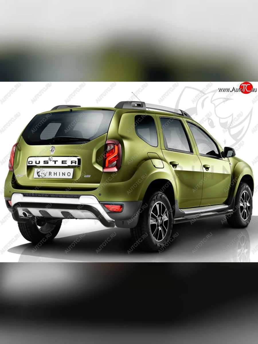 Защита заднего бампера (Ø63 мм волна под машину, нержавейка) SLITKOFF  Renault Duster (2015-2021) HS (черная)  с доставкой в г. Керчь