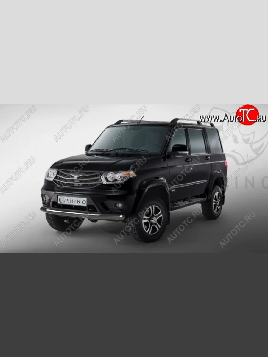 Защита переднего бампера (Ø63 мм, с полимерным покрытием) SLITKOFF  Уаз Патриот (2014-2025) 3163 5-дв., 3163 5 дв. (черная)  в Самаре Самарской области