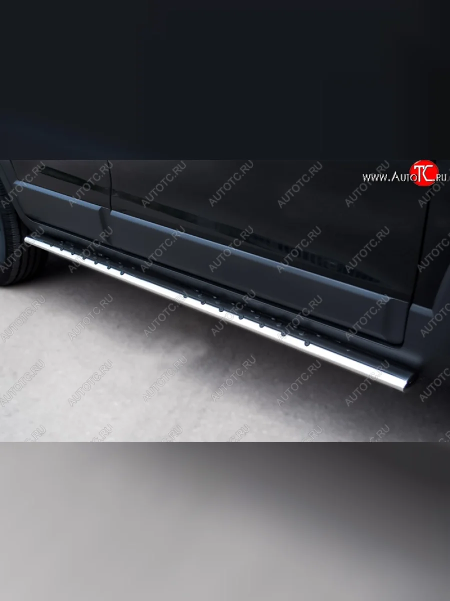 Защита порогов из овальной трубы диаметром 75x42 мм с проступью Russtal Chevrolet Captiva 1-ый рестайлинг (2011-2013)  в Керчи Республика Крым