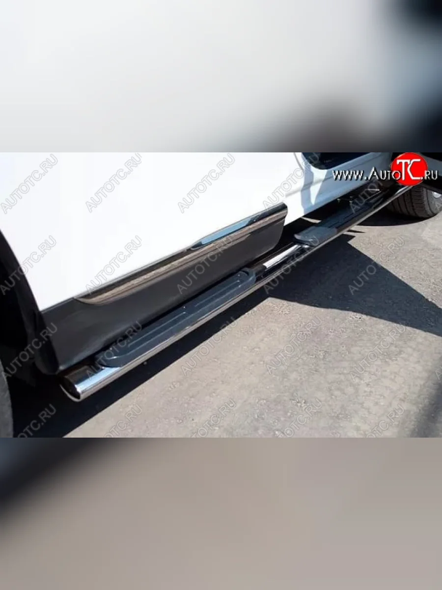 Защита порогов с пластиковыми вставками для ног из овальной трубы диаметром 75x42 мм Russtal Honda CR-V RE1,RE2,RE3,RE4,RE5,RE7 рестайлинг (2009-2012)  в Керчи Республика Крым