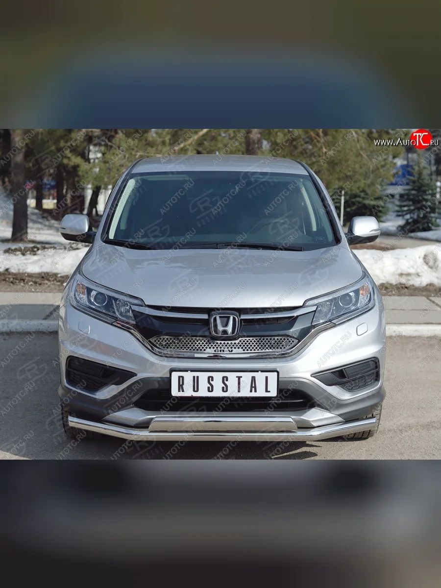 Защитная решётка радиатора (рестайлинг) Russtal (нержавейка) Honda CR-V RM1,RM3,RM4 дорестайлинг (2012-2015) (Неокрашенная)  в Самаре Самарской области
