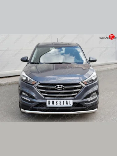 Защита переднего бампера (Ø63 мм, нержавейка) SLITKOFF Hyundai Tucson  TL (2015-2018) дорестайлинг