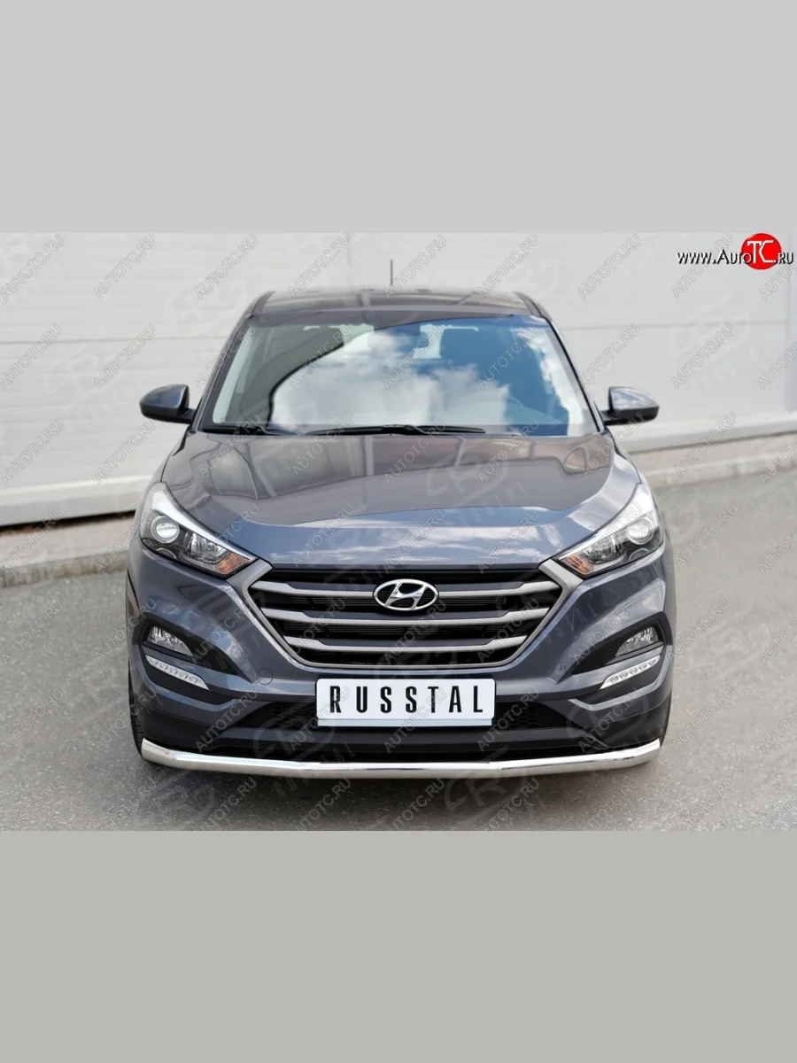 Защита переднего бампера (Ø63 мм, нержавейка) SLITKOFF Hyundai Tucson TL дорестайлинг (2015-2018)  в Керчи Республика Крым