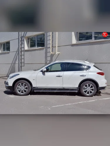 Защита порогов из круглой трубы диаметром 42 мм (рестайлинг) SLITKOFF INFINITI Qx50  J50 (2013-2016) дорестайлинг