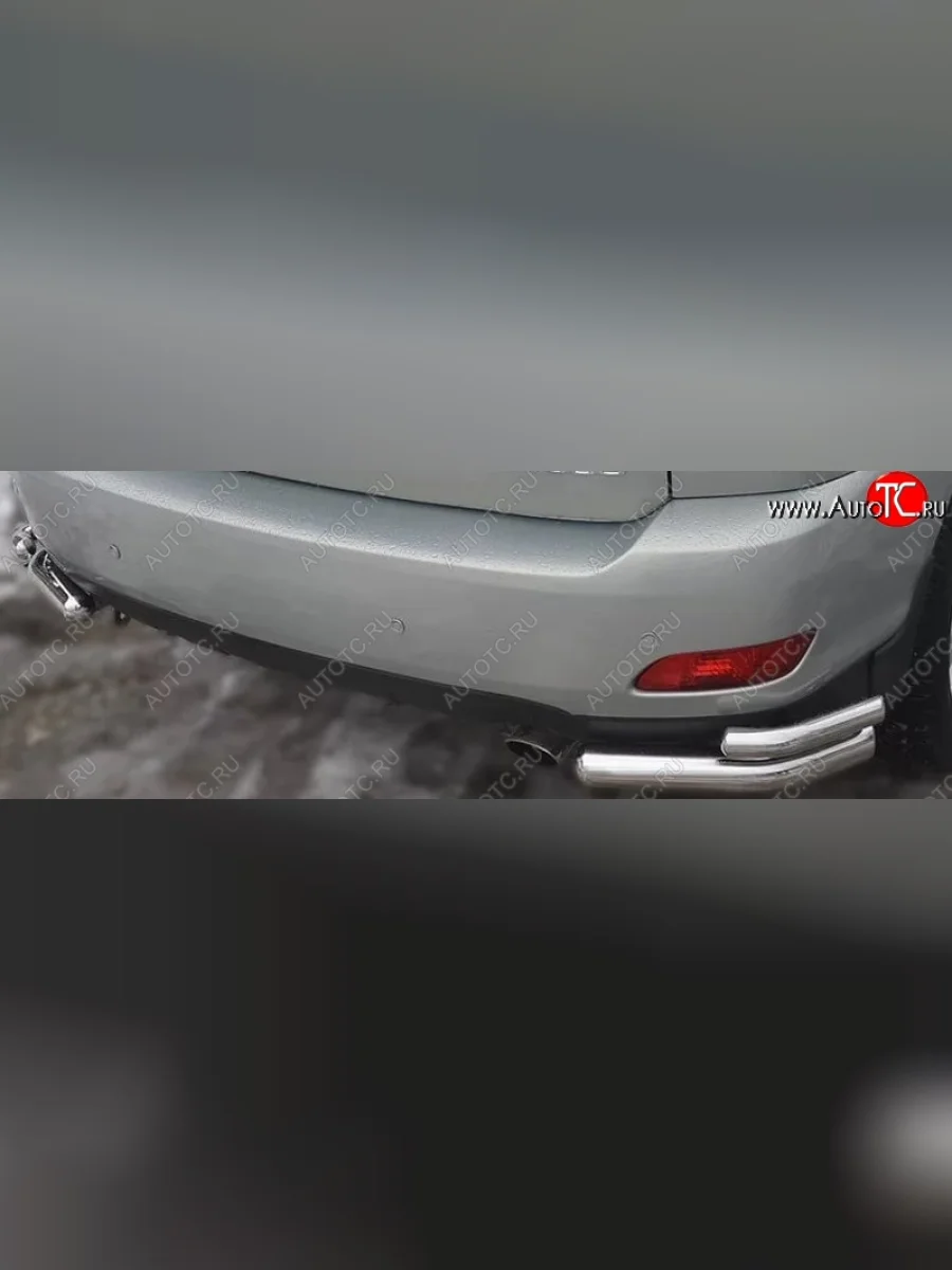 Защита заднего бампера (2 трубы Ø63 и 42 мм уголки, нержавейка, пневмоподвеска) SLITKOFF Lexus RX330 XU30 (2003-2006)  с доставкой в г. Самара