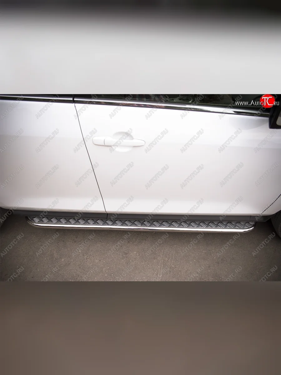 Порожки для ног (Ø42) SLITKOFF Mazda CX-7 ER рестайлинг (2010-2012) (лист - алюминий, профиль - нержавейка)  с доставкой в г. Керчь