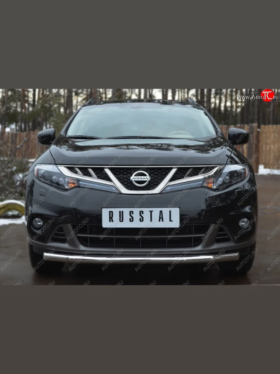 Защита переднего бампера (Ø63 мм, нержавейка) SLITKOFF Nissan Murano 2 Z51 рестайлинг (2010-2016)  в Перми Пермском крае