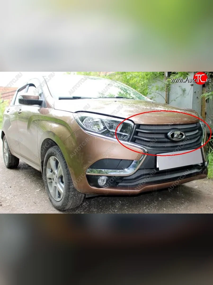 Сетка в решетку радиатора Russtal Лада ВАЗ XRAY (2016-2022) (хром)  в Керчи Республика Крым