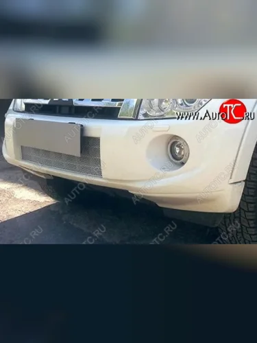 Защитная сетка на бампер (рестайлинг) Russtal (хром) Mitsubishi Pajero 4 V80 3 дв. 1-ый рестайлинг (2011-2014)
