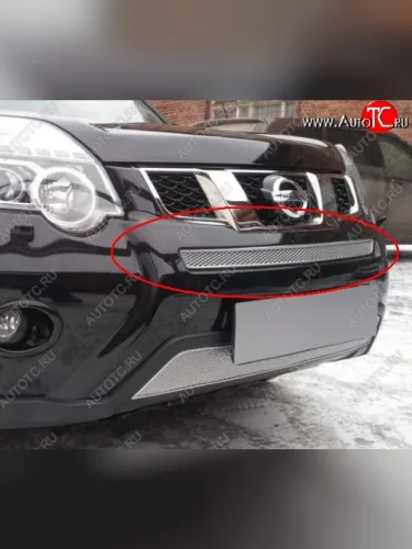 Сетка в решетку радиатора Russtal (хром) Nissan X-trail 2 T31 рестайлинг (2010-2015)