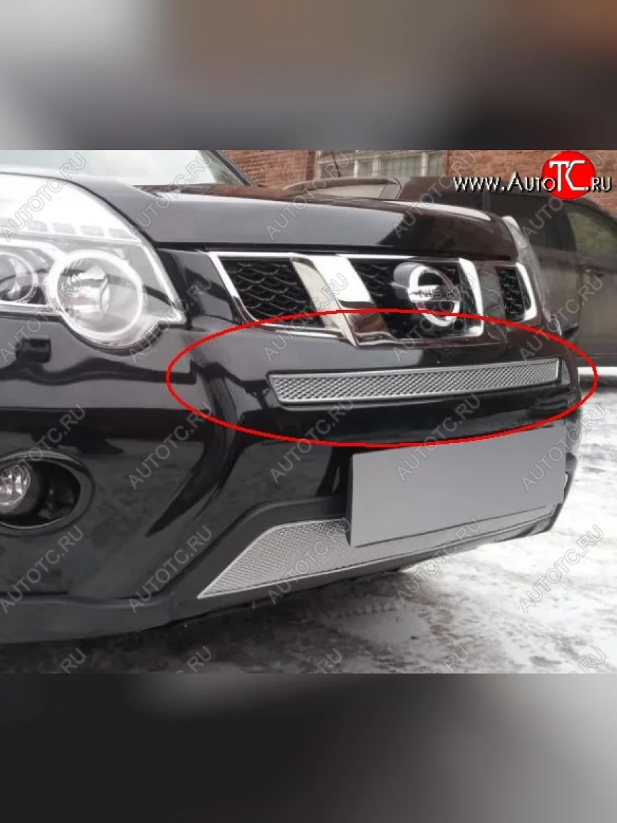 Сетка в решетку радиатора Russtal Nissan X-trail 2 T31 рестайлинг (2010-2015) (хром)  в Керчи Республика Крым
