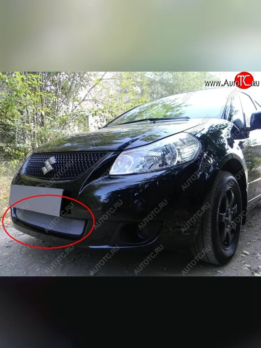 Защитная решётка в воздуховод автомобиля (седан) Russtal (хром) Suzuki SX4 GYA,GYB  рестайлинг, хэтчбэк (2010-2016)  в Перми Пермском крае