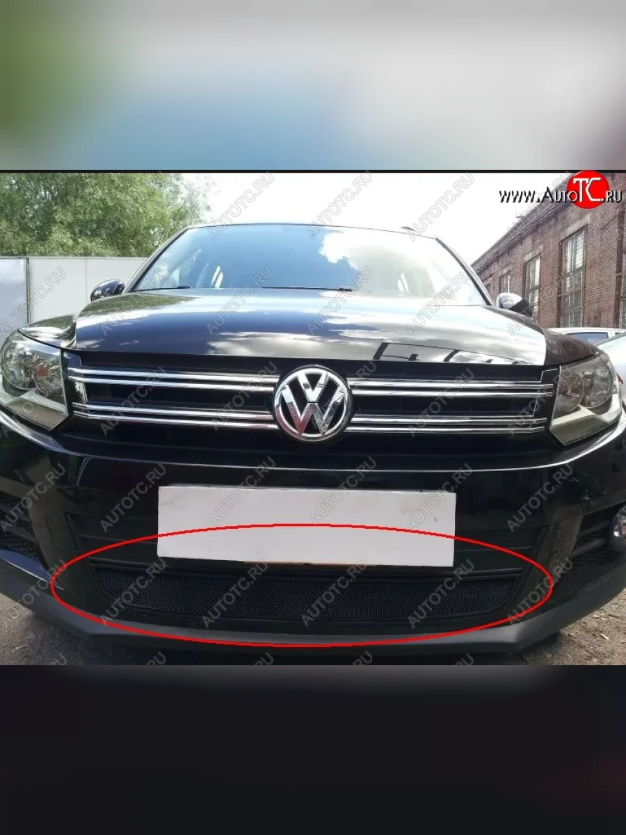 Защитная решётка в воздуховод автомобиля Russtal (черная) Volkswagen Tiguan Mk2 дорестайлинг (2016-2020)  в Самаре Самарской области