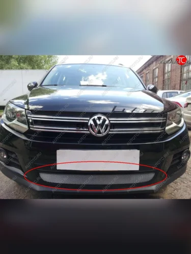 Защитная решётка в воздуховод автомобиля Russtal (хром) Volkswagen Tiguan Mk2 дорестайлинг (2016-2020)