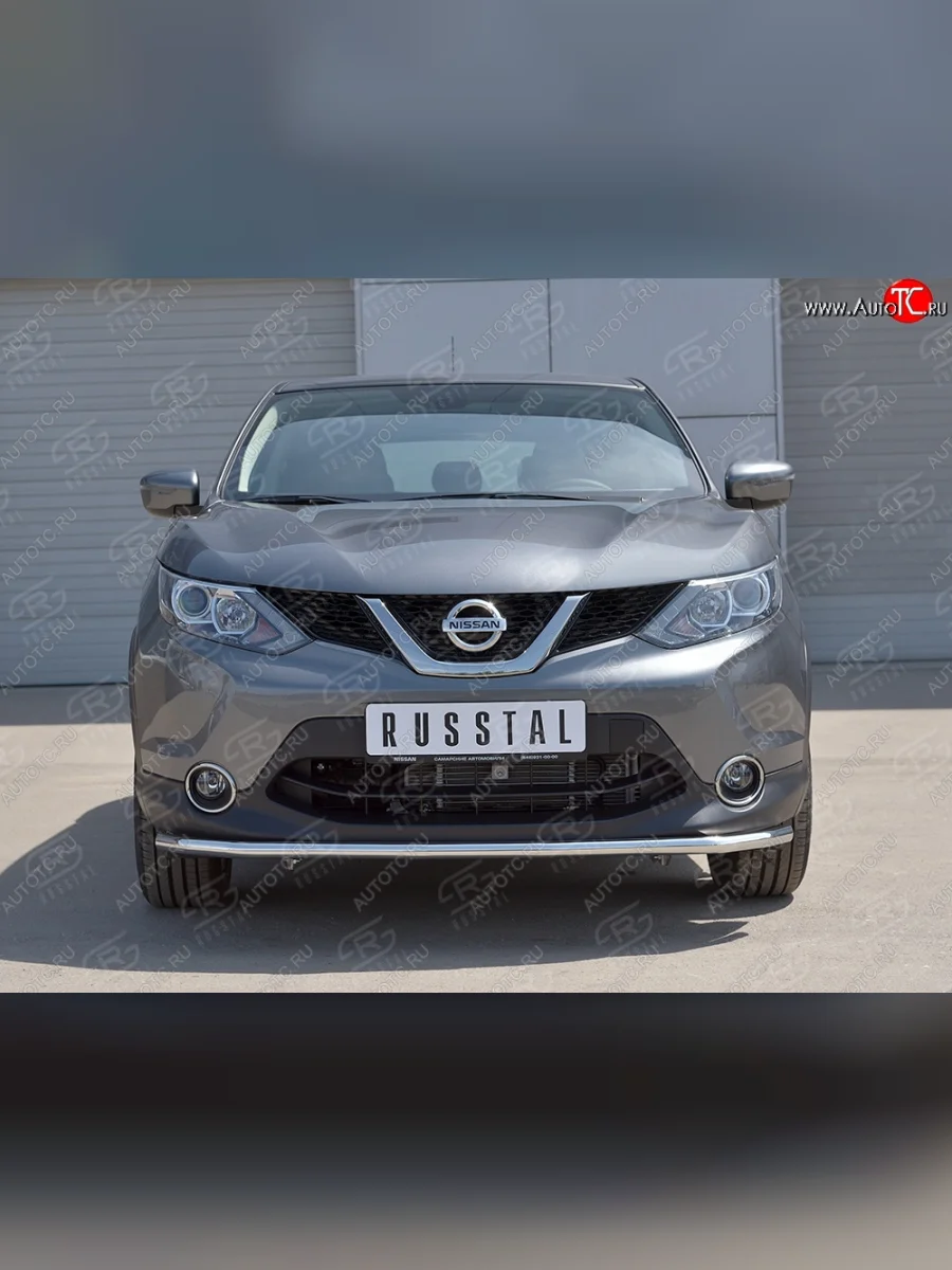 Защита переднего бампера (Ø42 мм, нержавейка, SPB) SLITKOFF Nissan Qashqai 2 J11 дорестайлинг (2013-2019)  в Самаре Самарской области