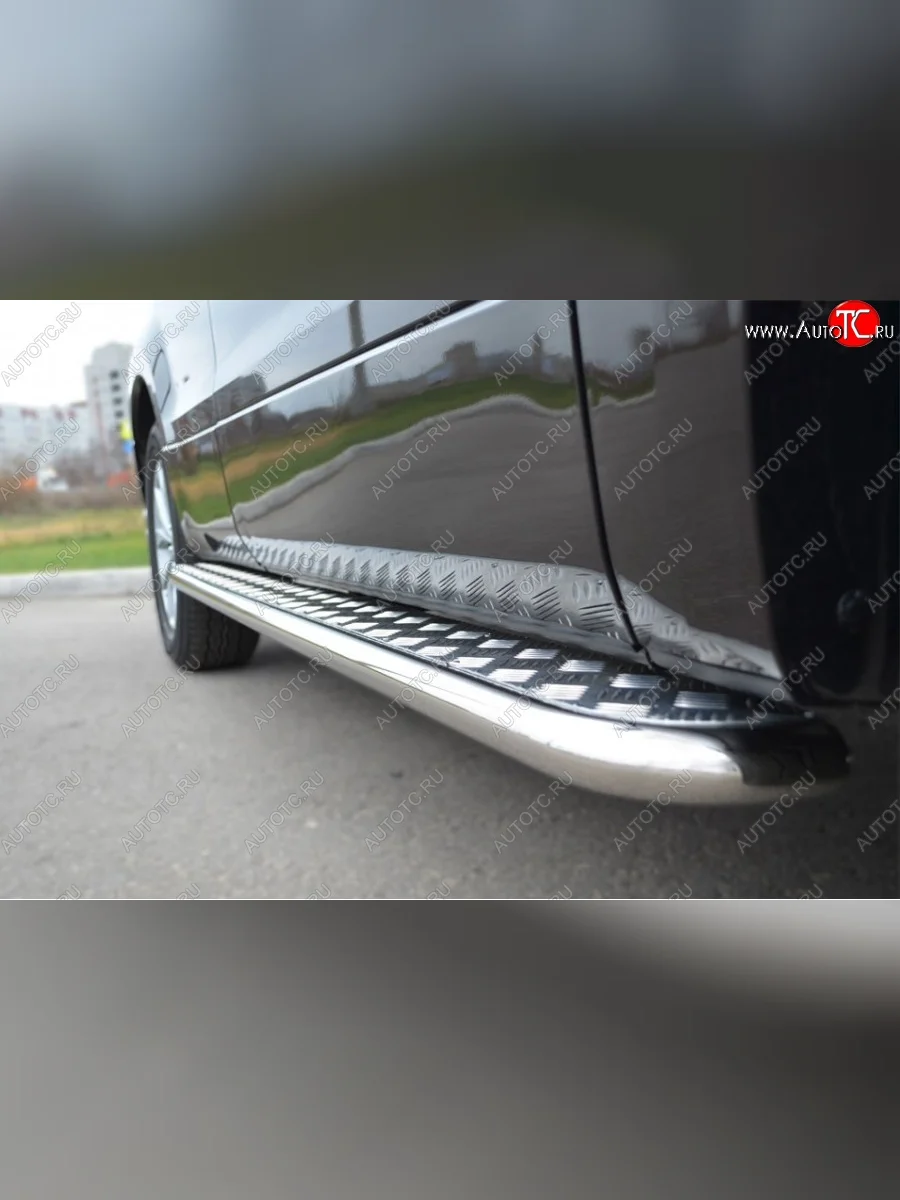 Порожки для ног (Ø42) SLITKOFF Suzuki Grand Vitara JT 5 дверей 2-ой рестайлинг (2012-2016) (лист - нержавейка, профиль - нержавейка)  в Воронеже Воронежской области