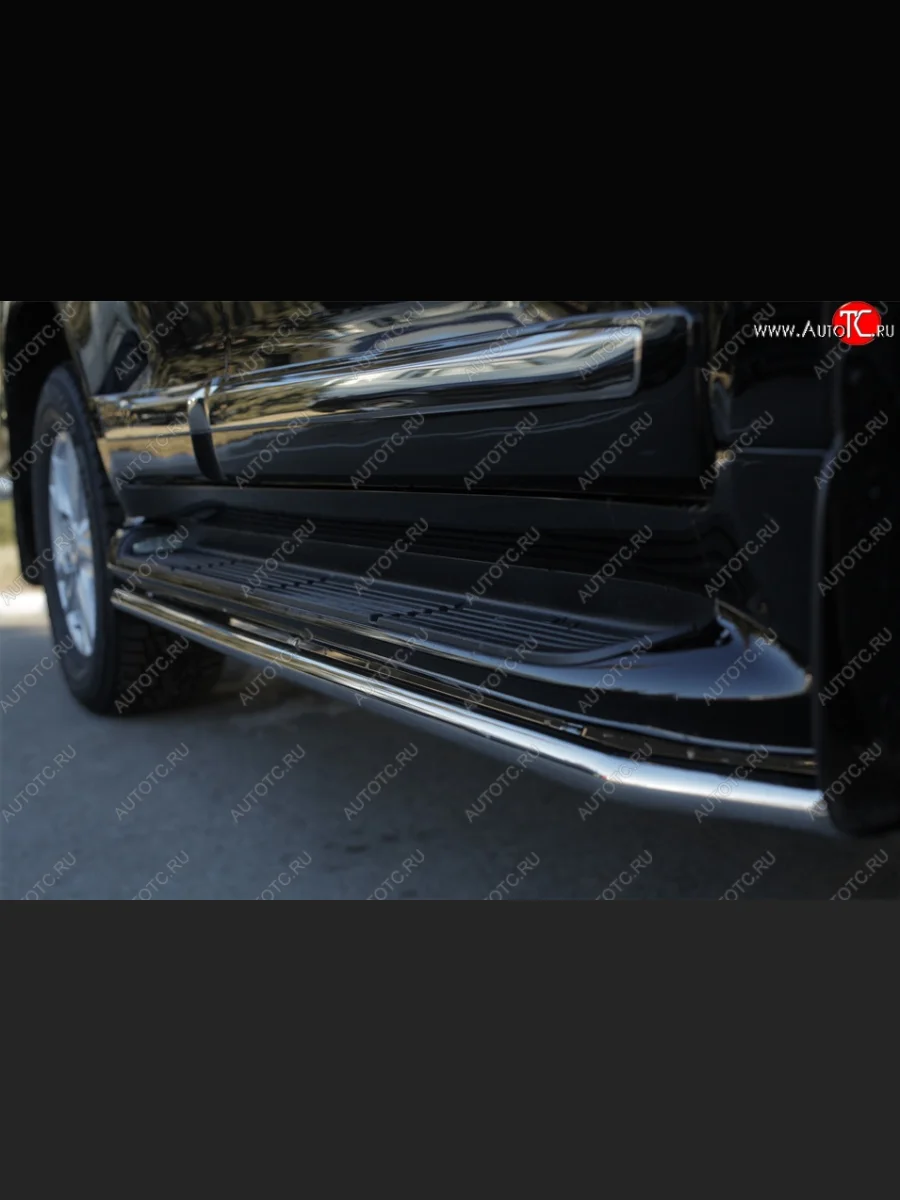Защита порогов из круглой трубы диаметром 42 мм (рестайлинг 2014 года) SLITKOFF  Toyota Land Cruiser (2012-2015) 200  в Самаре Самарской области