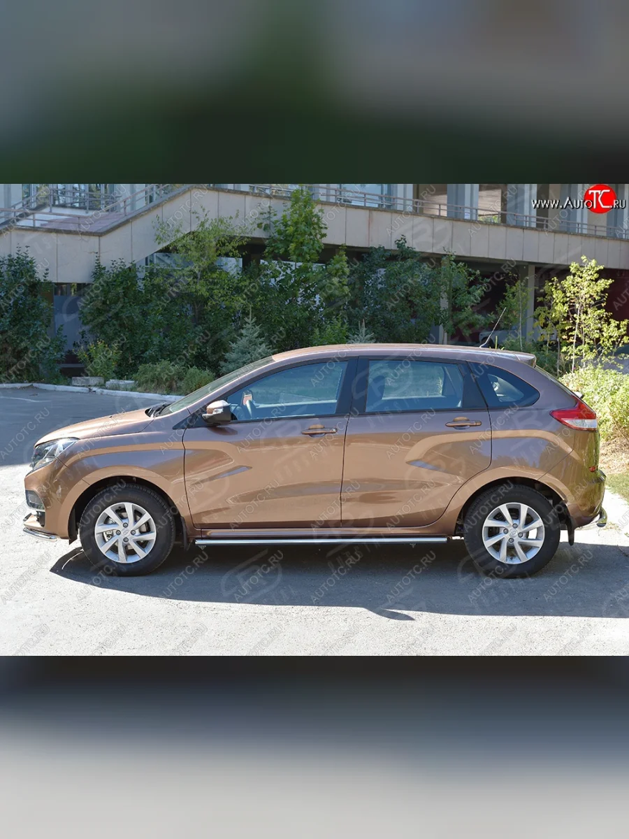 Защита порогов из круглой трубы диаметром 42 мм SLITKOFF Лада ВАЗ XRAY (2016-2022)  с доставкой в г. Пермь