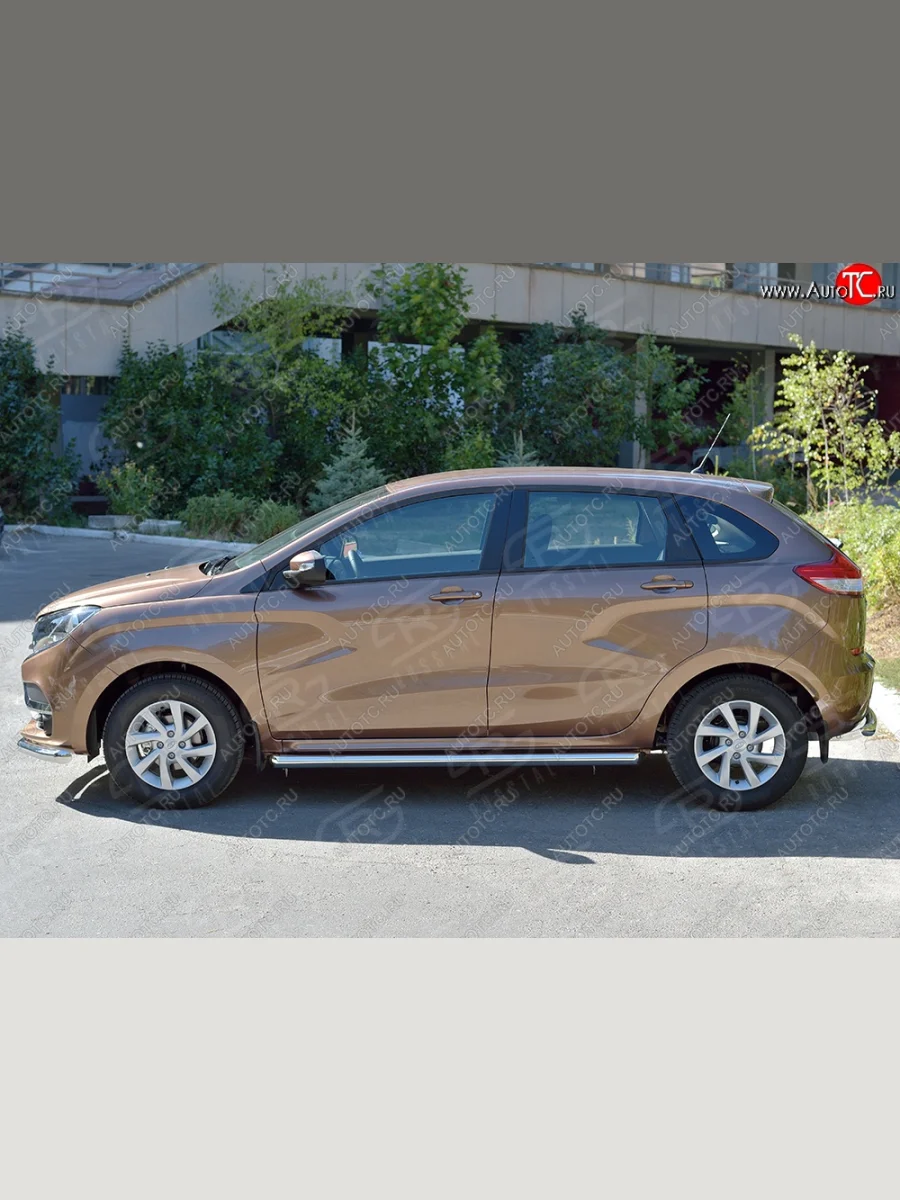 Защита порогов из круглой трубы диаметром 63 мм SLITKOFF Лада ВАЗ XRAY (2016-2022)  с доставкой в г. Пермь