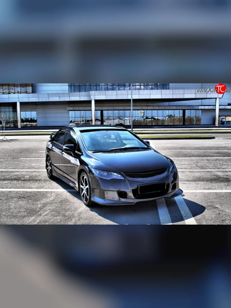 Передний бампер INGS+1 Honda Civic FD седан дорестайлинг (2005-2008) (Неокрашенный)  в Перми Пермском крае