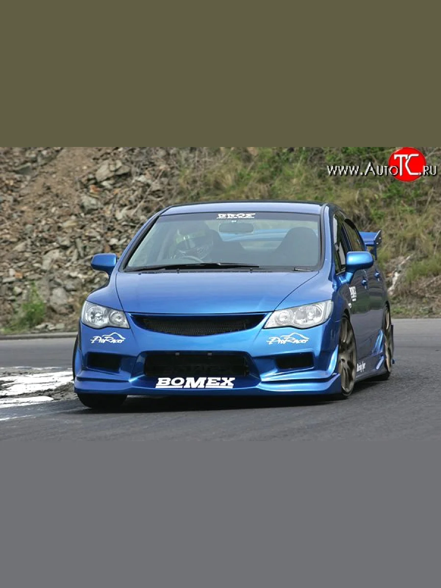 Передний бампер Bomex Style Honda Civic FD седан дорестайлинг (2005-2008) (Неокрашенный)  в Перми Пермском крае