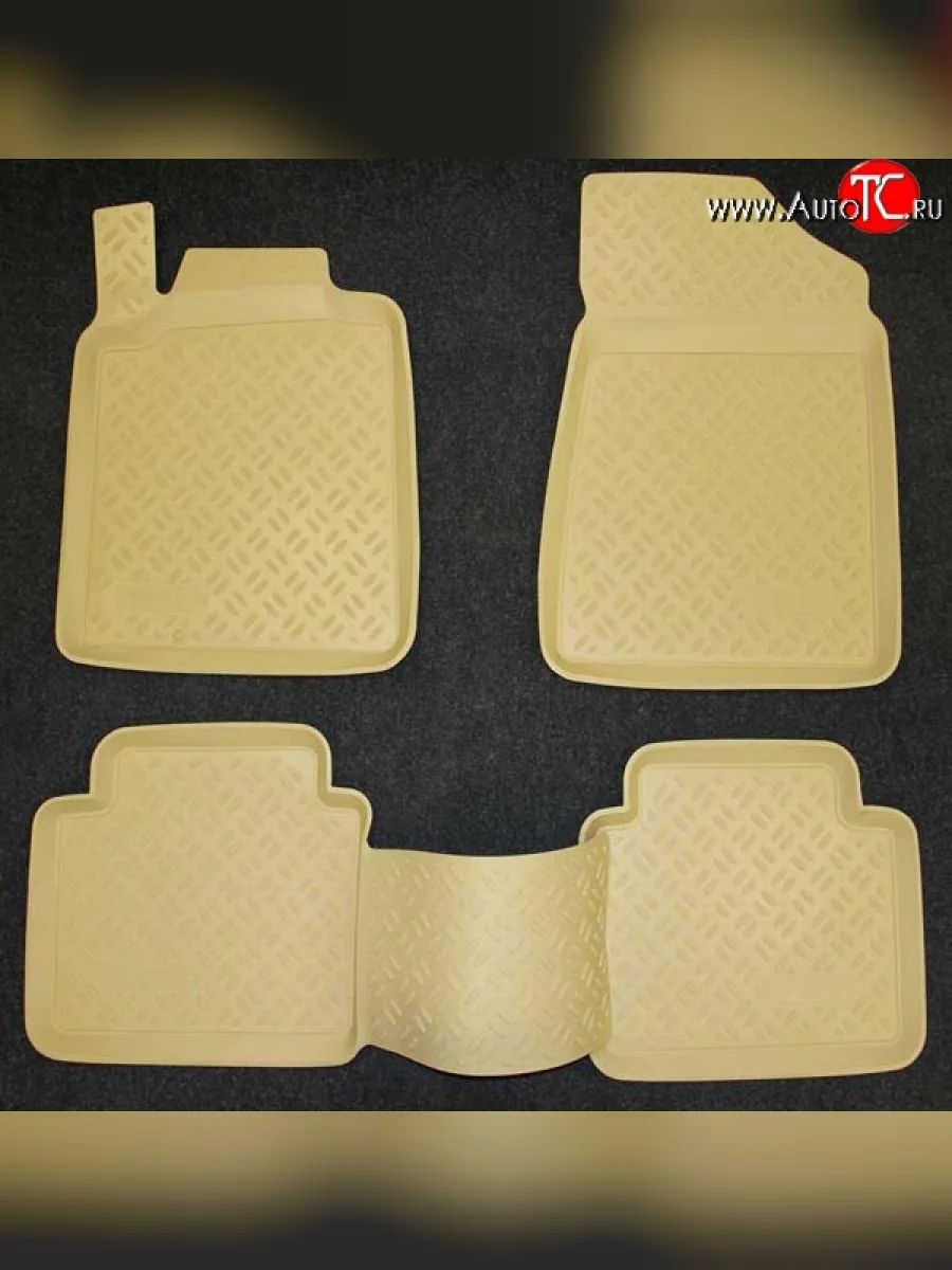 Комплект ковриков в салон Aileron 4 шт. (полиуретан, бежевые) Nissan Teana 2 J32 дорестайлинг (2008-2011)  в Керчи Республика Крым