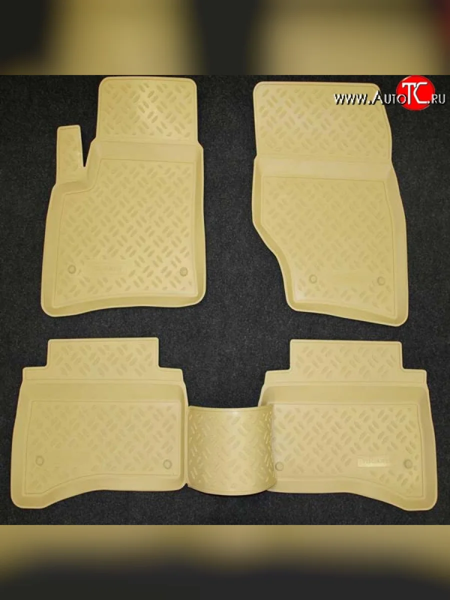 Комплект ковриков в салон Aileron 4 шт. (полиуретан, бежевые) Porsche Cayenne 955 (2002-2006)  с доставкой в г. Керчь