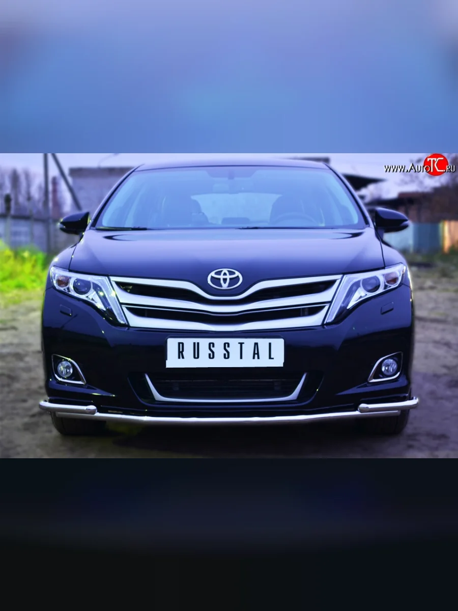 Защита переднего бампера (2 трубы Ø42 мм) SLITKOFF  Toyota Venza (2012-2016) GV10 (нержавейка полированная)  в Самаре Самарской области