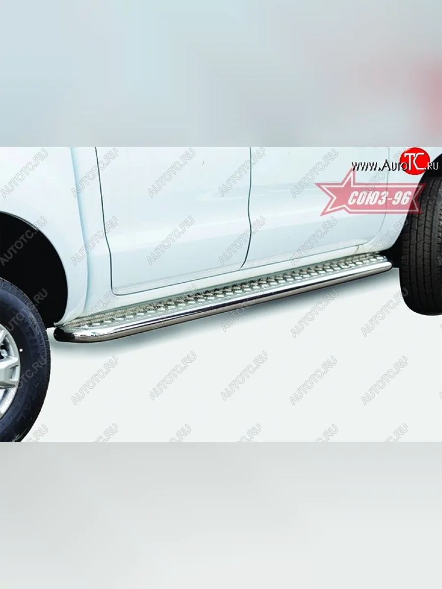 Защита порогов с листом Souz-96 (d60). Ford Ranger DoubleCab дорестайлинг (2011-2016)  в Керчи Республика Крым