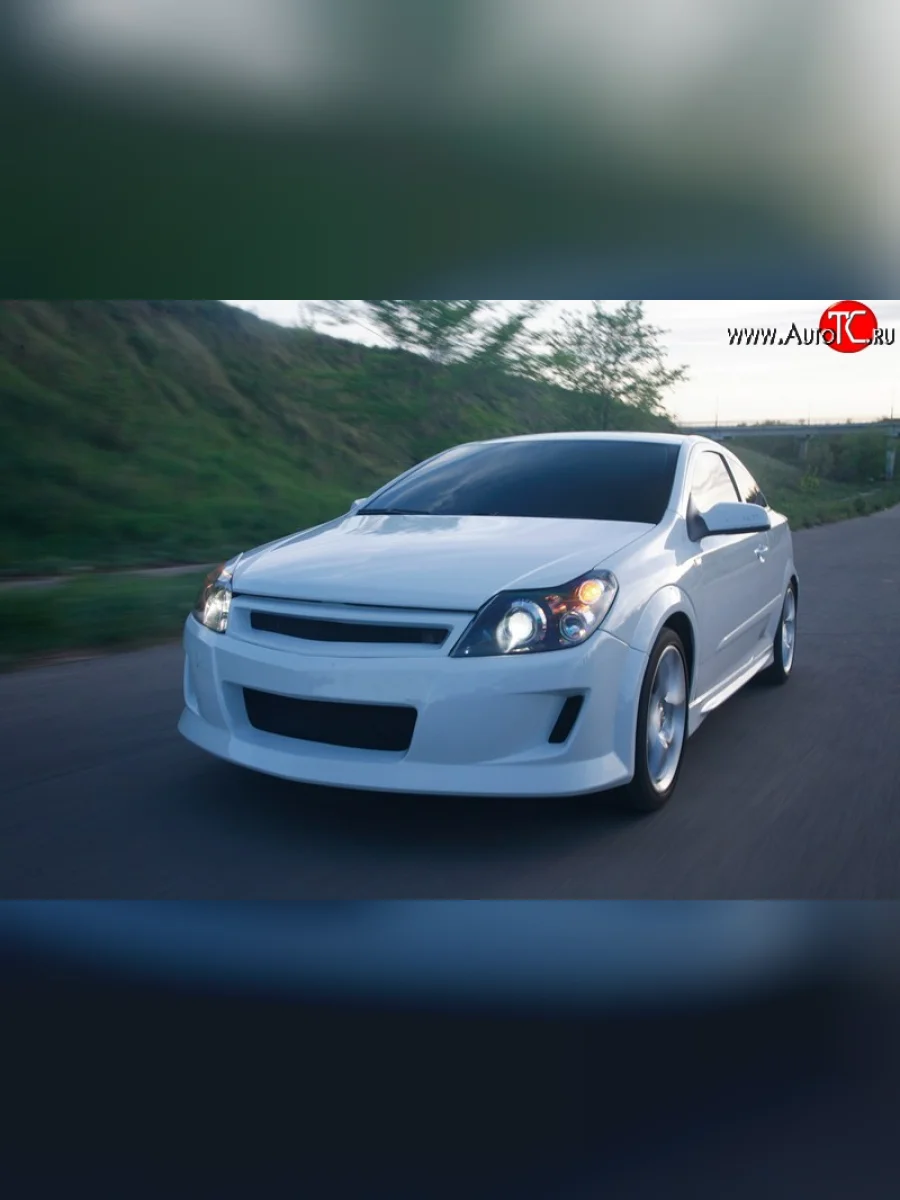 Передний бампер DM-Style Opel Astra H GTC хэтчбек 3 дв. дорестайлинг (2004-2006) (Без сетки, Неокрашенный)  с доставкой в г. Пермь