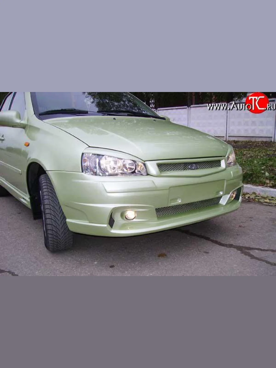 Передний бампер Камея - Спорт Лада ВАЗ Калина 1118 седан (2004-2013) (Без сетки, Неокрашенный)  в Керчи Республика Крым