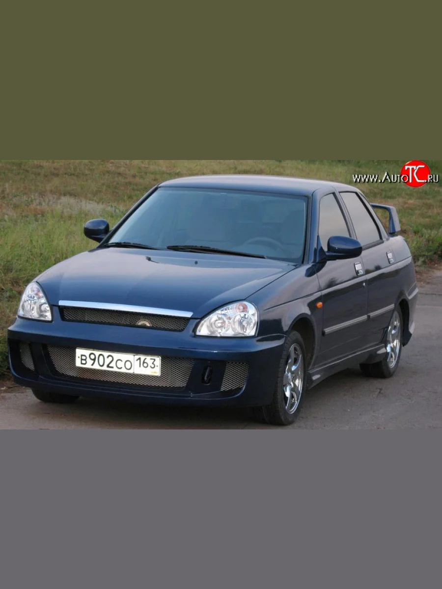 Передний бампер Credo DM Лада ВАЗ Приора 2170 седан дорестайлинг (2007-2014) (Без сетки, Неокрашенный)  с доставкой в г. Керчь