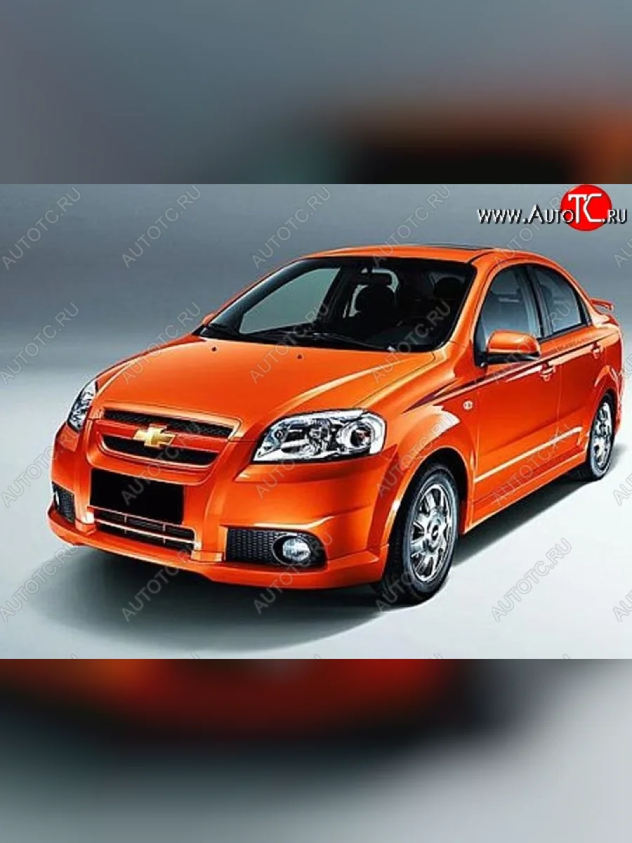 Накладка на передний бампер CT Chevrolet Aveo T250 седан рестайлинг (2006-2011) (Неокрашенная)  в Керчи Республика Крым