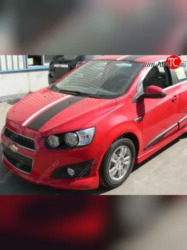 Накладка на передний бампер CT Chevrolet Aveo T300 хэтчбек (2011-2015)