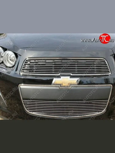 Декоративные вставки решетки радиатора и переднего бампера CT Chevrolet Aveo T300 хэтчбек (2011-2015)