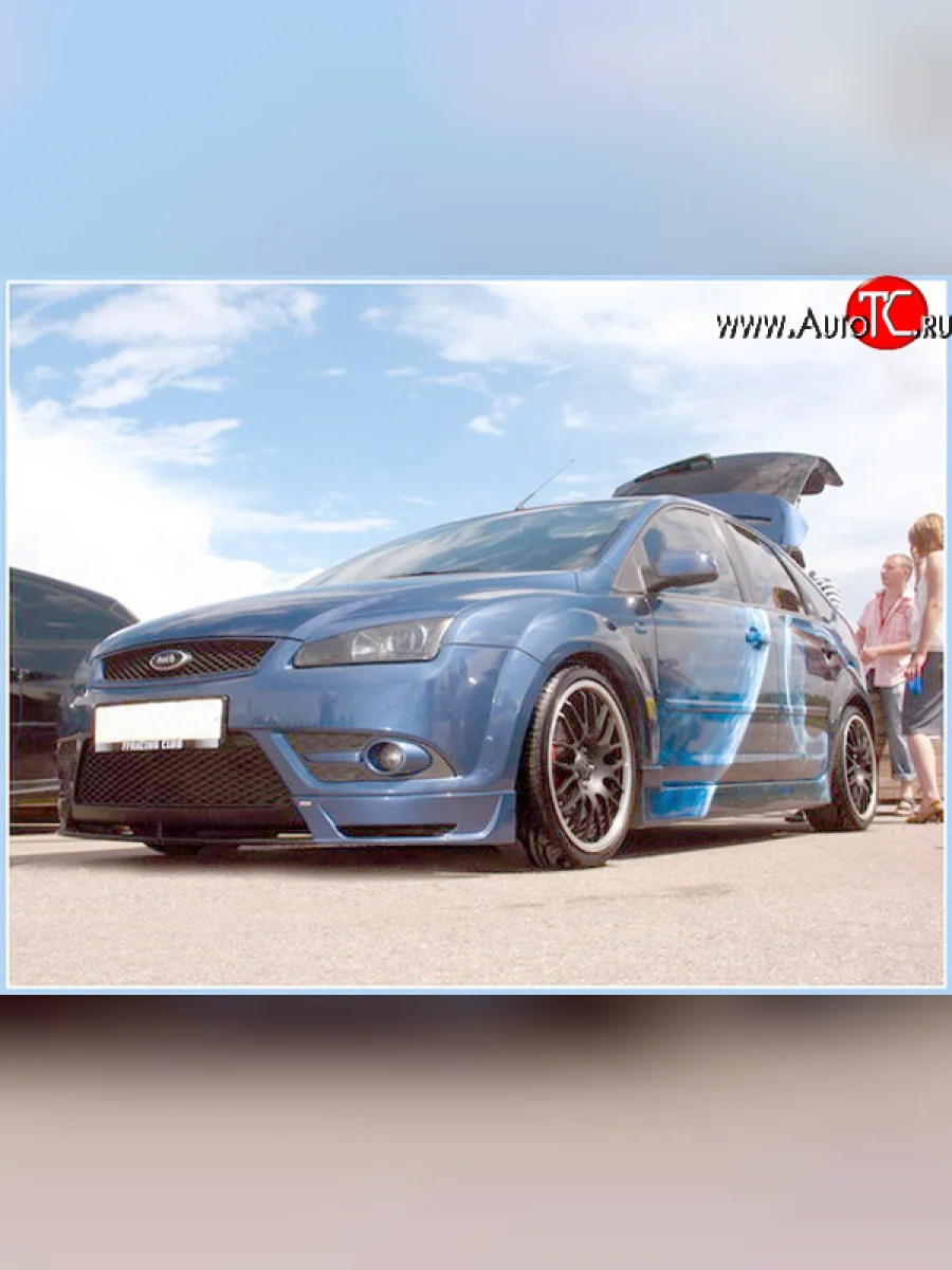 Накладка переднего стайлингового (кабри) бампера Sport Ford Focus 2 хэтчбэк 3 дв. дорестайлинг (2004-2007) (Неокрашенная)  в Керчи Республика Крым