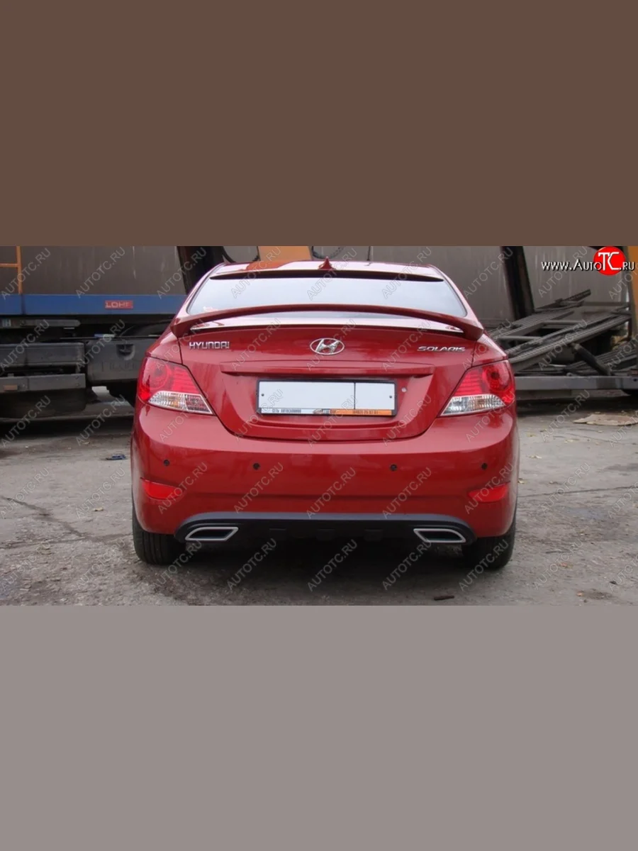 Диффузор заднего бампера Tuning-Sport v2  Hyundai Solaris (2010-2014) RBr (Неокрашенная)  с доставкой в г. Керчь