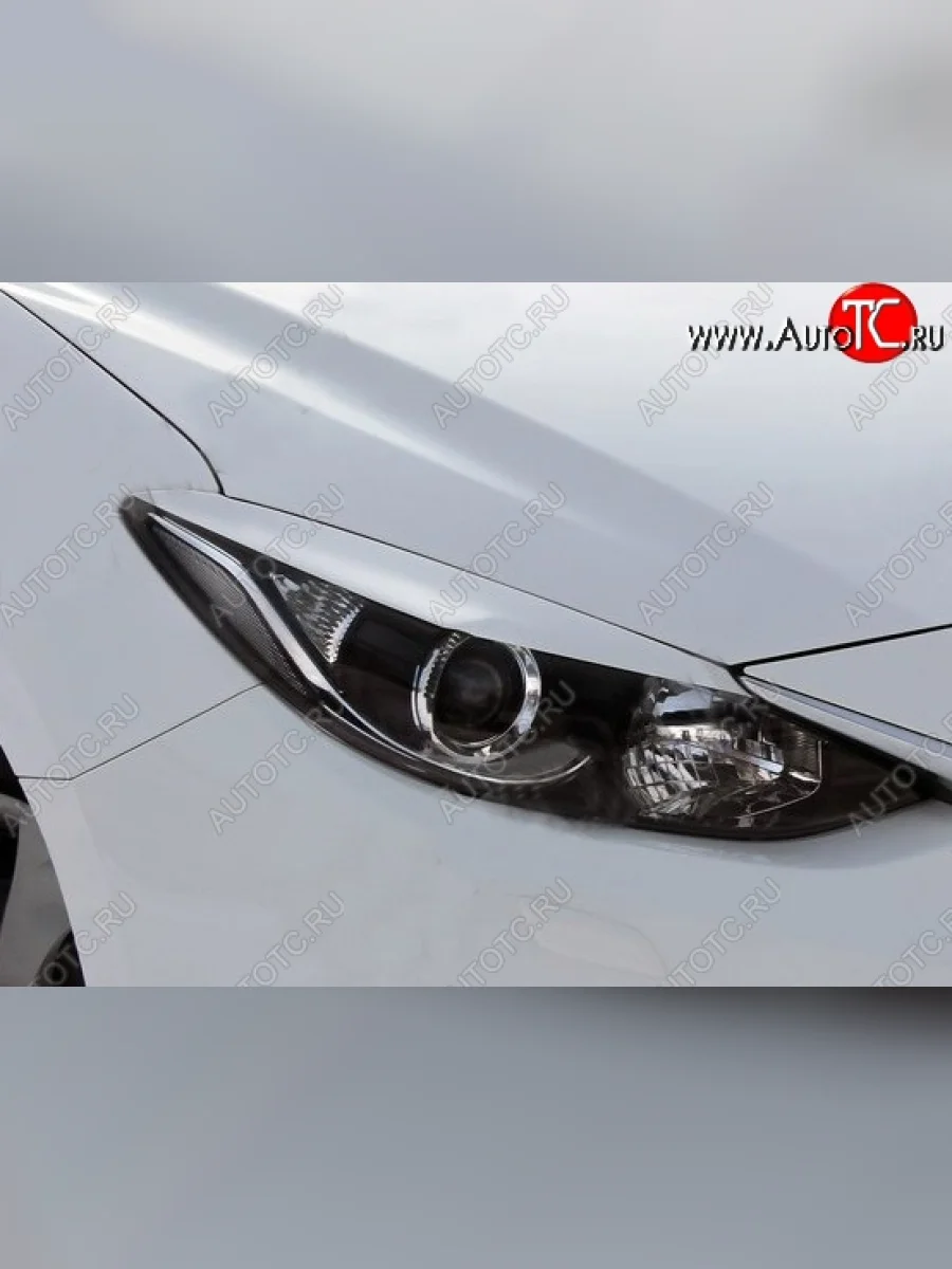 Реснички на фары Tuning-Sport v2 (для галогеновой оптики) Mazda 3/Axela BM дорестайлинг седан (2013-2016) (Неокрашенные)  в Самаре Самарской области