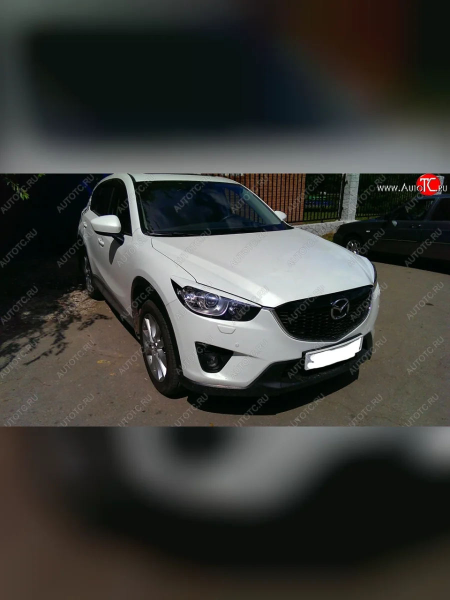 Реснички на фары Tuning-Sport v1 (широкие) Mazda CX-5 KE рестайлинг (2015-2017) (Неокрашенные)  с доставкой в г. Керчь