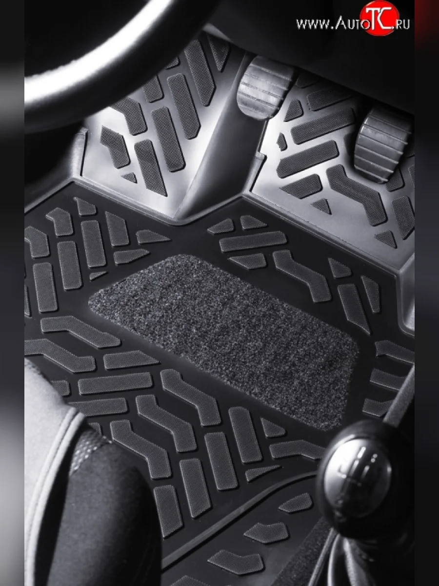 Комплект ковриков в салон (Фургон) Aileron 2 шт. (полиуретан, 3D с подпятником, передние коврики) Лада ВАЗ Ларгус дорестайлинг R90 (2012-2021)  с доставкой в г. Пермь